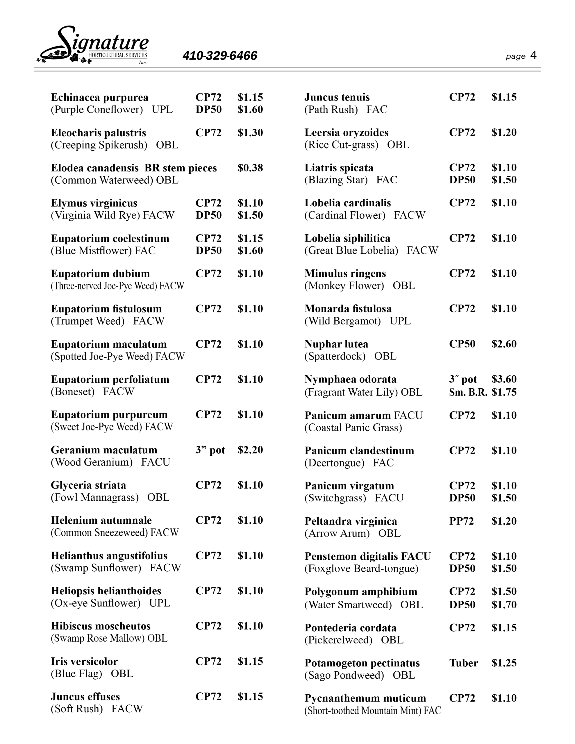 page 4 Plant prices